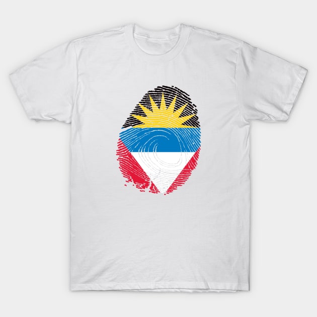 Flag of antigua barbuda in fingerprint T-Shirt by A Zee Marketing
